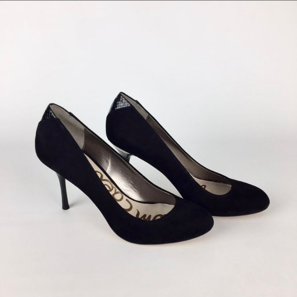 Sam Edelman Camdyn black suede pumps with snake trim - Picture 1 of 7